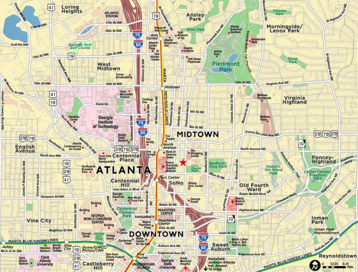 نقشه midtown آتلانتا