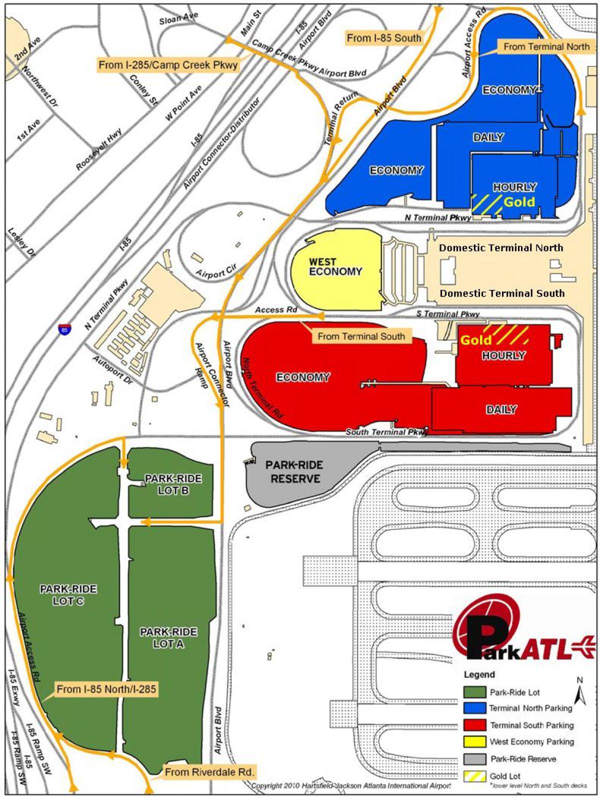 Hartsfield, آتلانتا, پارکینگ فرودگاه نقشه
