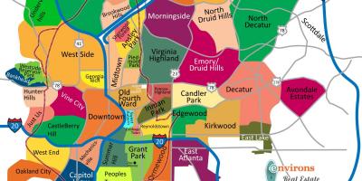 نقشه از Atlanta, محله های