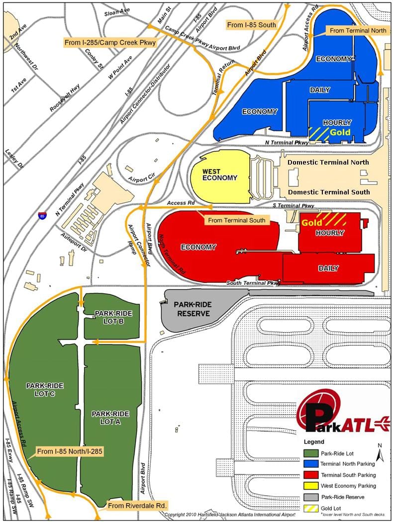 Hartsfield, آتلانتا, پارکینگ فرودگاه نقشه