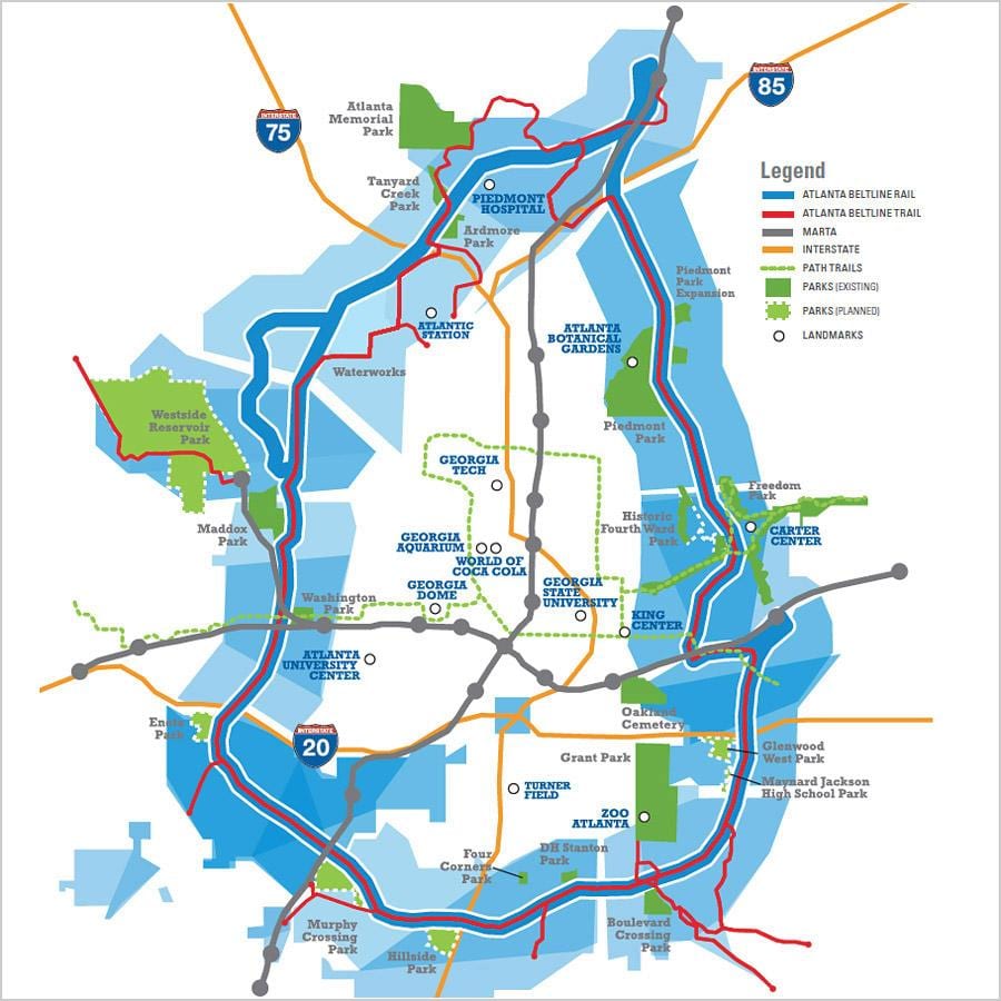 beltline آتلانتا نقشه