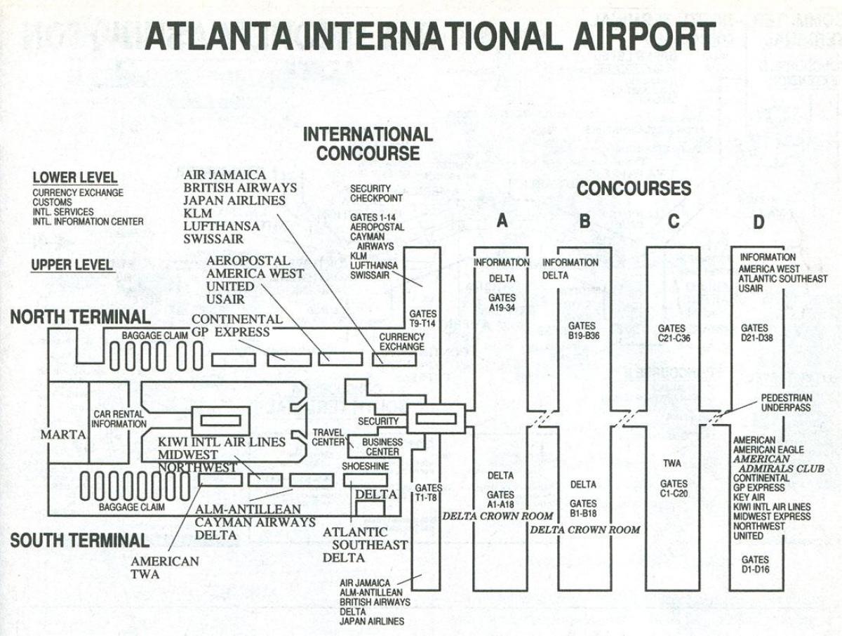 آتلانتا فرودگاه ترمینال s نقشه