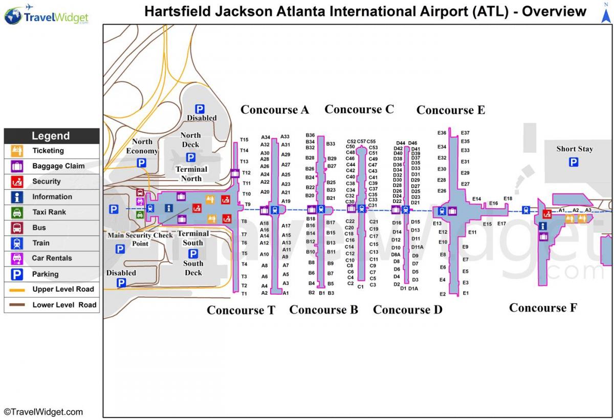 نقشه از Hartsfield جکسون آتلانتا فرودگاه بین المللی