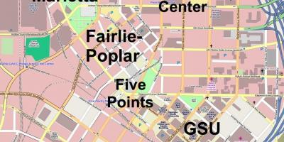 نقشه از مرکز شهر آتلانتا